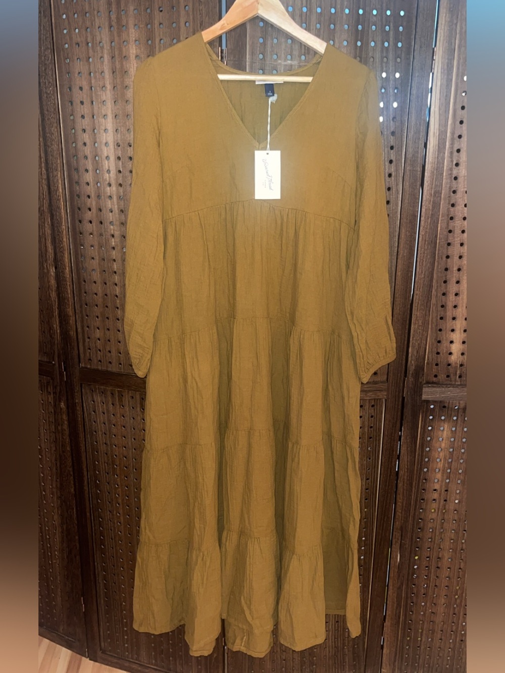Universal Thread Mustard Tiered V-Neck Maxi Dress